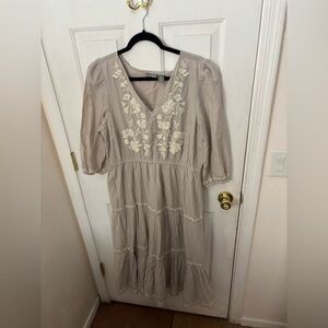 Lucky Brand Cream Floral Midi Dress